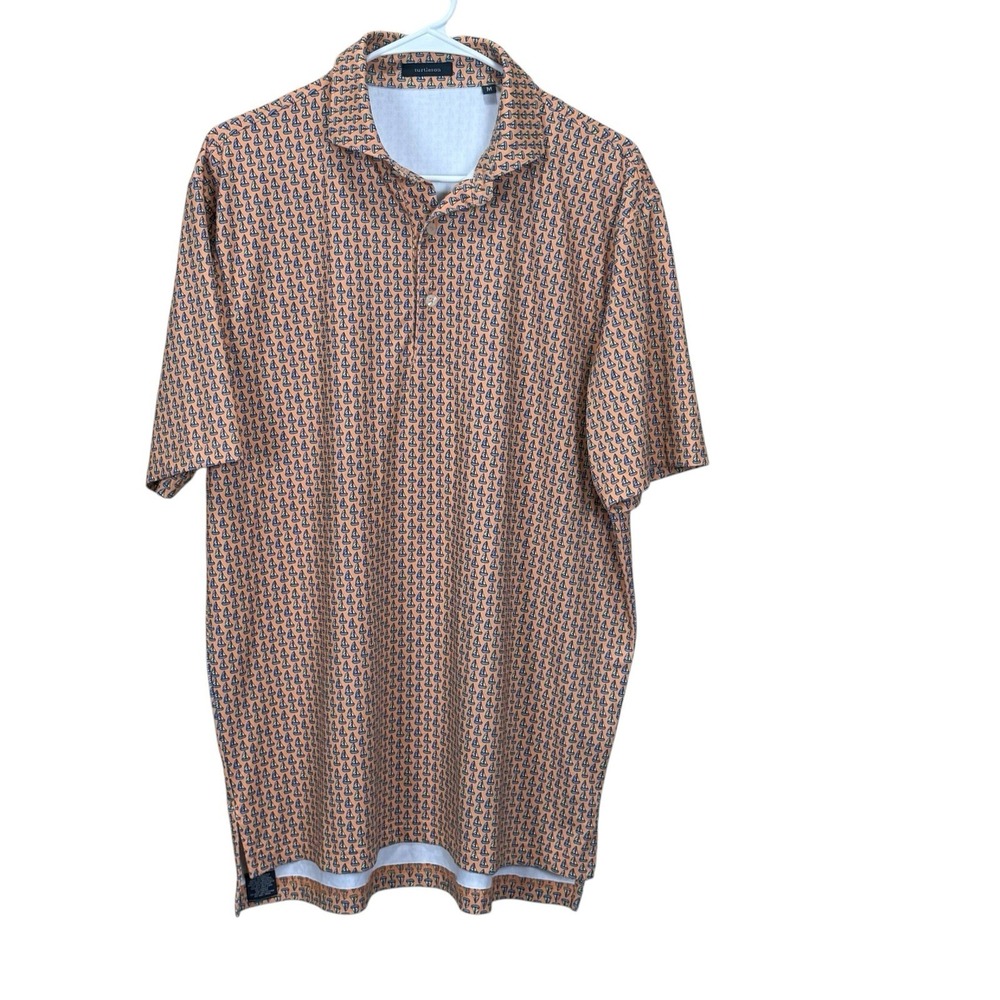 Turtleson Polo Mens Medium Skipper Creamsicle Boat Golf Performance Stretch